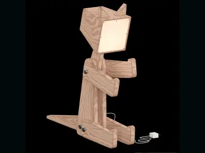 HROOME WOODEN CAT LAMP 3D model