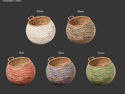 Medieval Containers Woven Baskets Low-poly 3D model