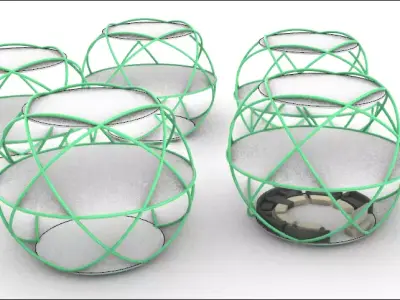 house five wire baskets 3D model