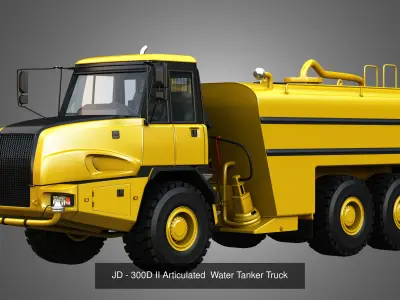  JD - 300D II Articulated Dump - Water Tanker Trucks 2 in 1 3D Model Collection