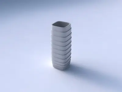 Vase quadratic tall with horizontal layers 3D print model