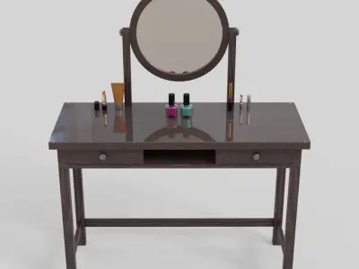 IKEA hemnes dressing table-round mirror Low-poly 3D model