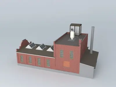 Factory brick house Free 3D model