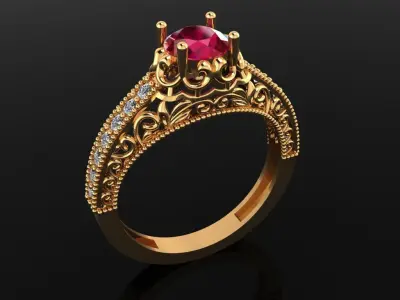 Women Ring 27 light weight engagement diamond ring for women 3D print model