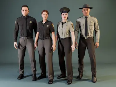 Sheriff Uniform For MetaHuman - Game Ready Clothing - Rigged Low-poly 3D model