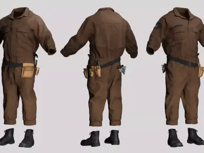 Male Workshop Jumpsuit Boots Low-poly 3D model