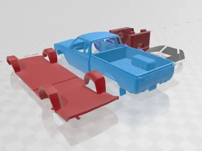 Datsun 620 KingCab 1977 - Separate Parts STL Model 3D print model