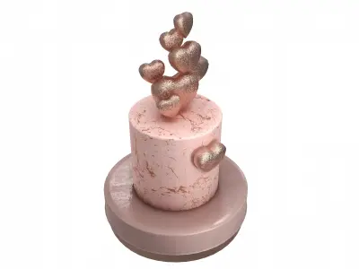 Cake with Hearts decor 3D model