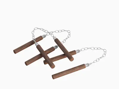 Wooden Nunchaku 03 3D model