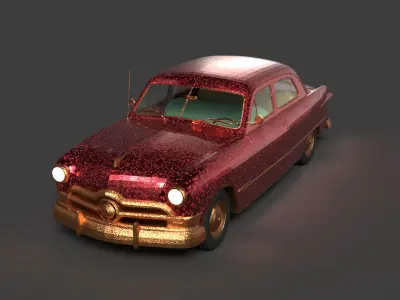 Chinese classic car   Low-poly 3D model