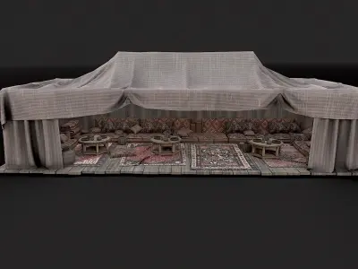 Old Traditional Eastern Nomads Tent 2 Low Poly PBR Low-poly 3D model