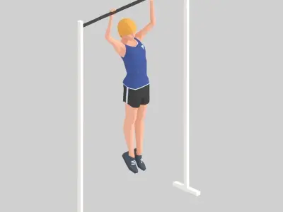 Pullup  Exercise Woman Animation Low-poly 3D model