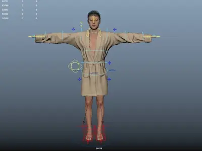 Bathrobe Male Rigged Low-poly 3D model