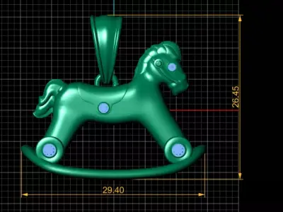  Gold rocking horse pendant 3D printable model  3D print model