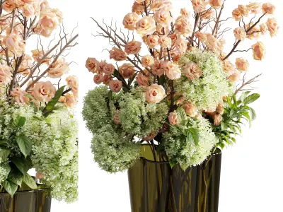 Flower In a Glass Vase - Bouquet 79 3D model