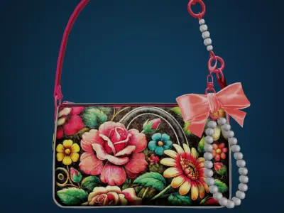 Floral Handbag Low-poly 3D model