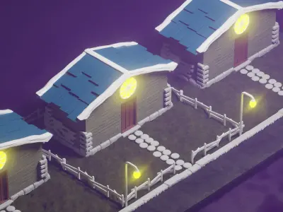 Village House - Unity - Unreal Engine -Low Poly  Low-poly 3D model