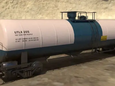 Railway Tank Car - Railroad - Train Tank Wagon Low-poly 3D model Low-poly 3D model