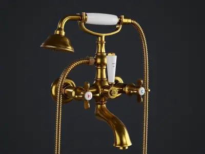Vintage Bathtub Faucet PBR 3D model