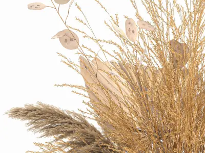 Bouquet of dry flowers in a glass vase 142 3D model