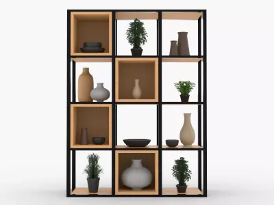 Modern Grid Shelving Low-poly 3D model