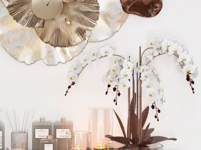 decorative set shelf with flowers Low-poly 3D model