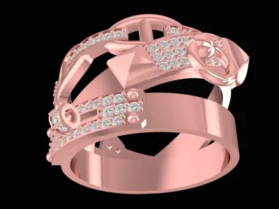 Luxury Chain Lock Ring  2636 3D print model