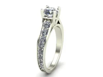 Engagement Ring With Rounded Diamonds 3D model