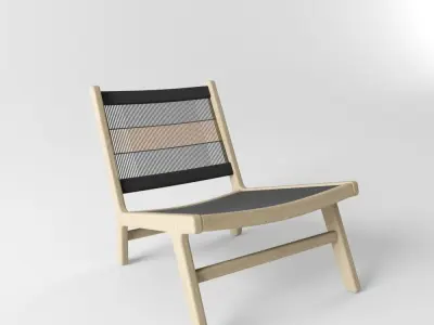 West Elm Wood Rope Lounge Chair 3D model