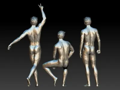 3d model of a male figure in three special gestures 3D model