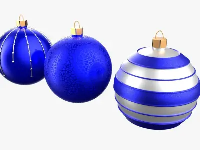 Christmas Tree Ornament Set2 - Blue White Low-poly 3D model