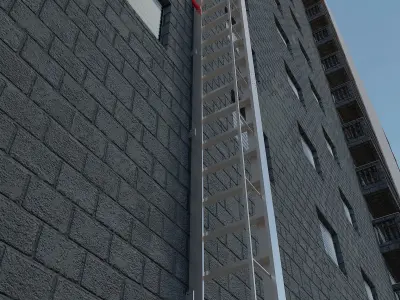 Ladders staircases exterior safety stairs modern architecture Low-poly 3D model