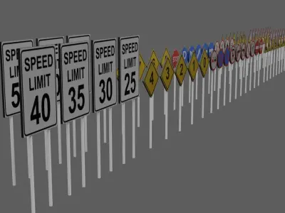 package low poly  traffic signs Low-poly 3D model