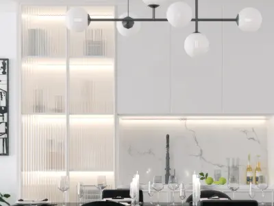 and chair table Modern dining 3D model