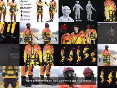 Mens and Womens Rescue Swimming Suit 1 3D Model Collection