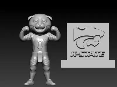 KANSAS STATE WILDCATS FOOTBALL MASCOT STATUE - DECOR 3D print model