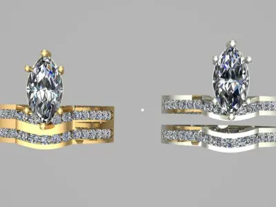 Elegant Infinity Marquise Diamond Ring - wedding set 3D print model