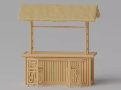 Tropical Bamboo Beach Bar Tiki 3D model