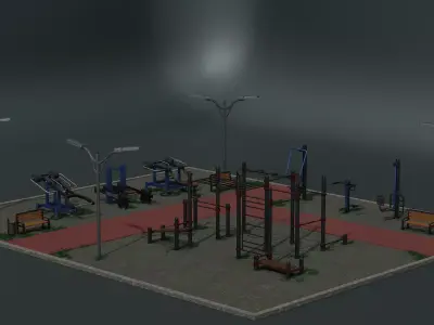 Trainers for outdoor sports grounds  Horizontal bar with bars 3D model