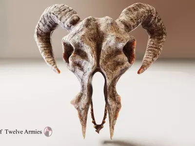 3D Ram Skull  Game and Movie Ready Asset Low-poly 3D model