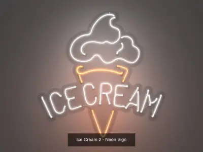 Ice Cream Neon Signs - 5 Pack 3D Model Collection