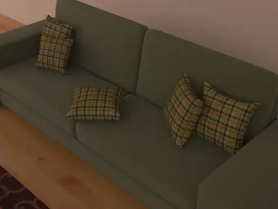 Realistic Modern Sofas And Minitable Low-poly 3D model
