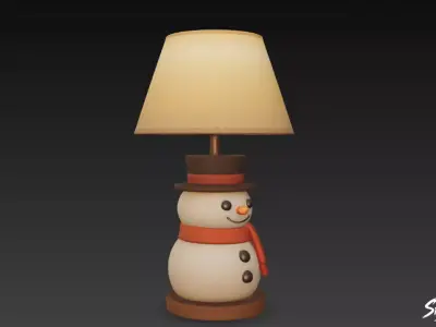 Snowman Table Lamp Low-poly 3D model