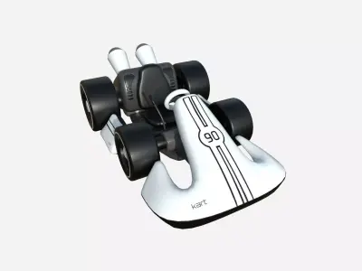 Cartoon Kart D10 White - Vehicle Racing Design Low-poly 3D model