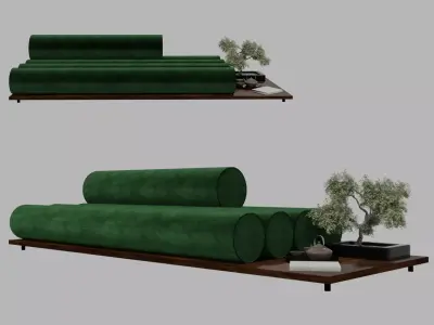 Modern luxury velvet sofa 3D model