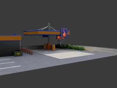 Cartoon Gas Station 3D model