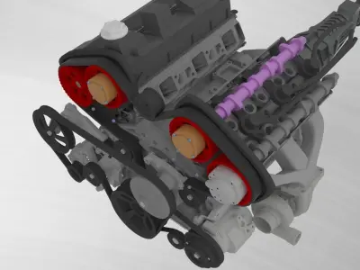 Nissan V6 VG30DETT Complete Engine 3D print model