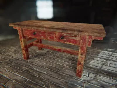 Old Workshop Table Low-poly 3D model