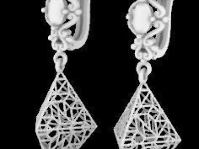 Earring Direct Casting Triangle 3D model Texture 3D 3D print model