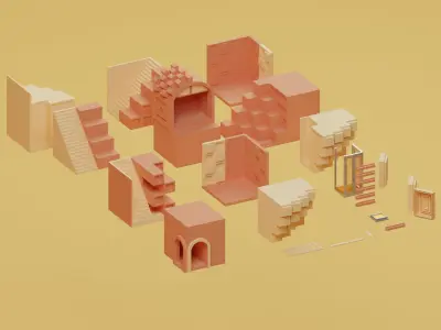 Temple 11 - Cubic Temple 3D model